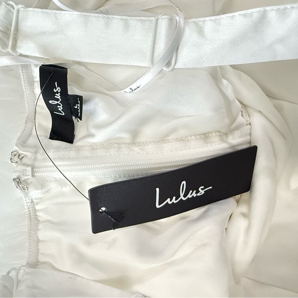 Lulus Ethereal Impression White Tulle Ruffled Bustier Dress Size Large NWT - Picture 11 of 12